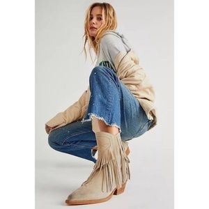 Free People Lawless Western Fringe Suede Ankle Boots 36.5 NWOB